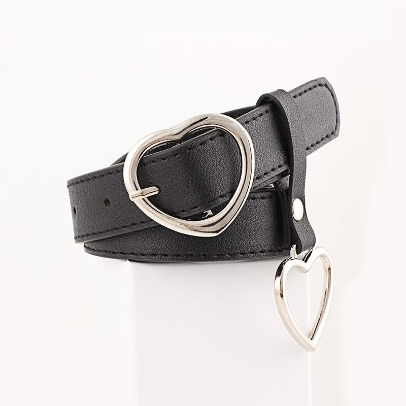 Ceinture en cuir PU pour femmes, boucle ardillon en forme de cœur, rond, Triangle, géométrique