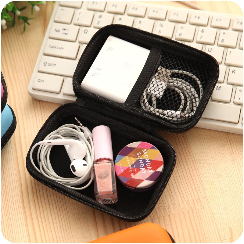 Headphone Case Container Cable Earbuds Data Wire Phone Charger Case Earphone Storage Box Package Tool Bag Storage Organization