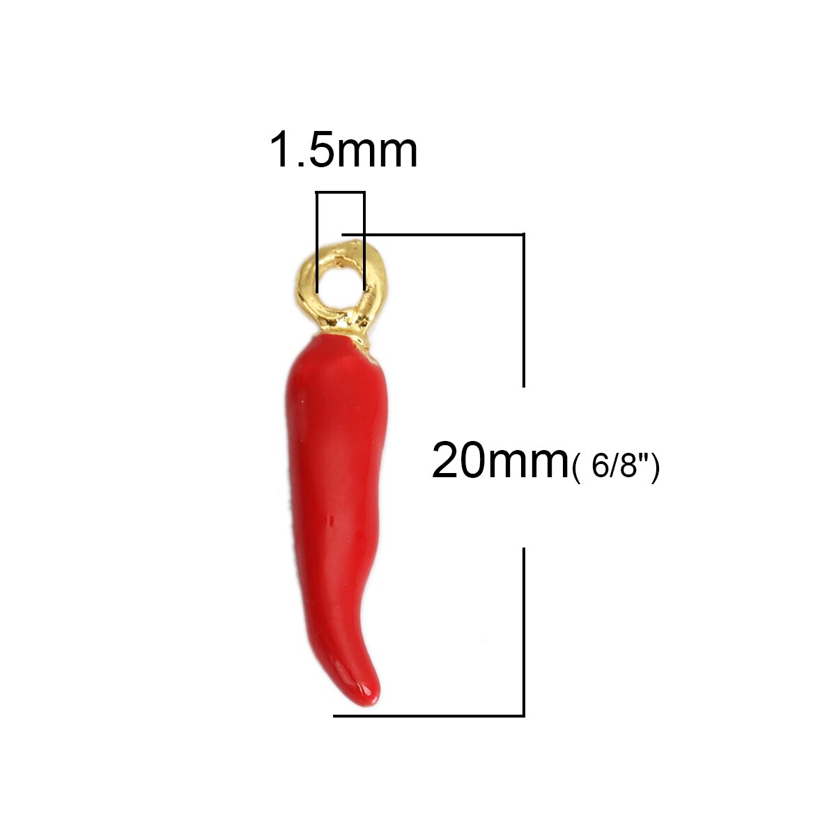 Doreen Doos Chili Bedels Emaille Hangers Groente Zink Gebaseerde Legering Hangers Vergulde Voor Diy Sieraden 20Mm X 4mm, 10 Pcs