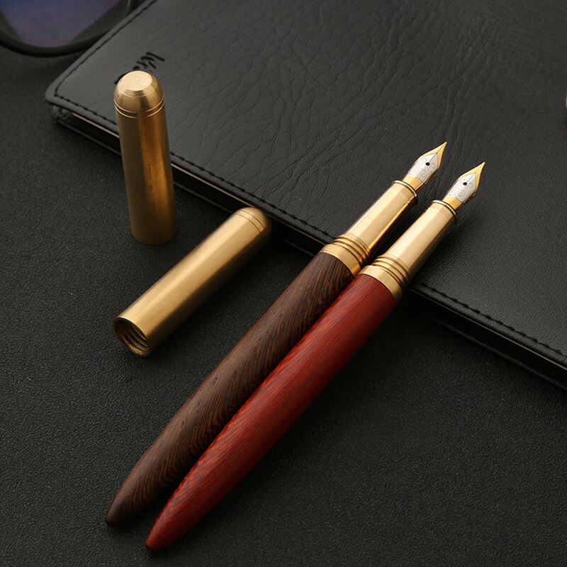 Pluma estilográfica de madera de de lujo, plumas de caligrafía de punta fina de 0,7mm, escritura de Metal, de madera, papelería, suministros escolares de oficina