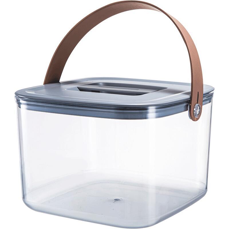 Large Airtight Food Container Plastic Transparent Rice Flour Bin Kitchen Pantry Bulk Food Storage Box with Portable Handle: Small Gray