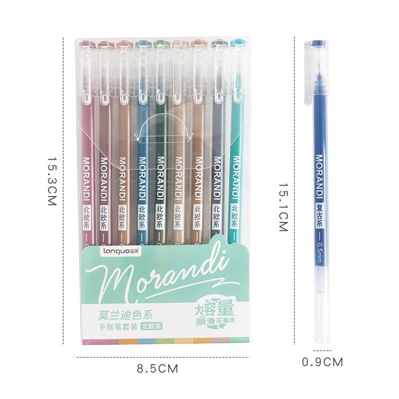 9 PCS/Set Morandi Gel Pen Multi Colored Gel Ink Pens Vintage 0.5mm Writting Drawing Pen Stationery For Kids Office Supplies