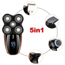 Rasoir électrique multifonction 5 en 1 pour hommes, Rechargeable, lavage à cinq lames, rasoir de tête, tondeuse à barbe, barbier