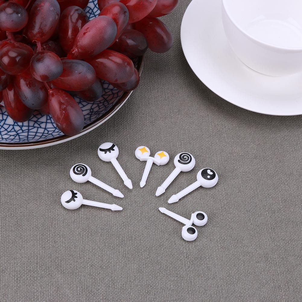 10Pcs Plastic Eyes Fruit Fork Child Lunch Box Decor Dessert Toothpick Birthday Party Supplies
