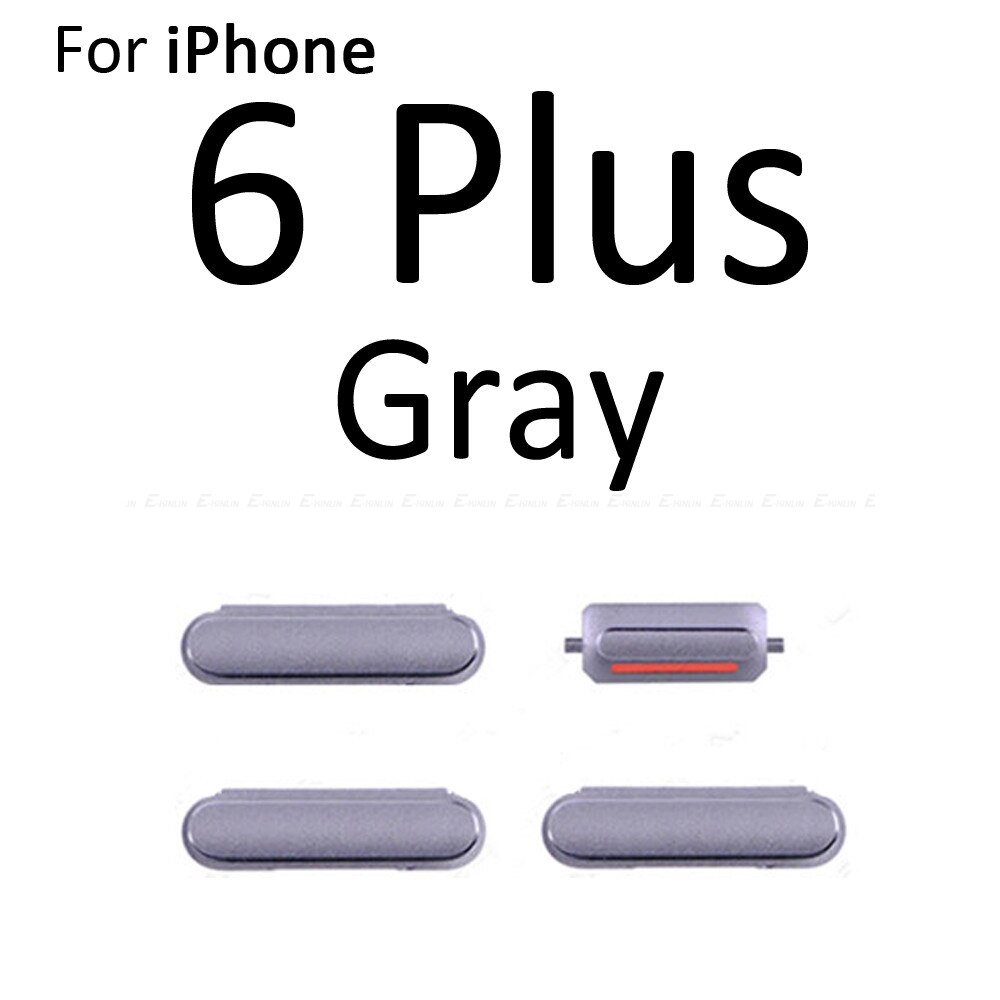 Gran venta botón lateral 4 en 1 para iPhone 6 6S Plus interruptor de volumen de bloqueo de encendido y apagado Botón de tecla silenciosa conjunto completo: For 6 Plus Gray