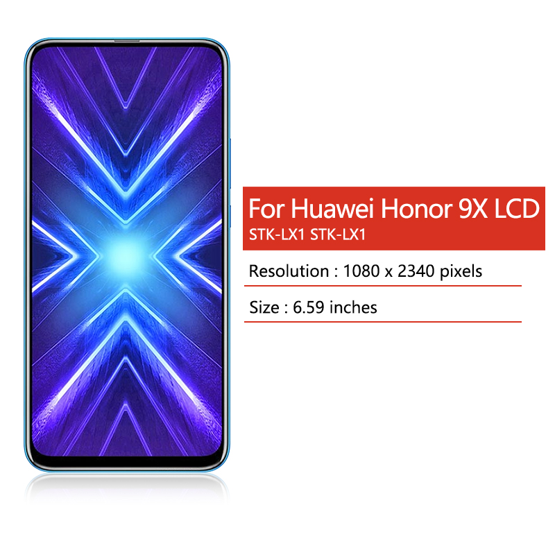 Stk -lx1 premium lcd huawei honor 9x globaali näyttö kosketusnäyttö digitizer paneeli kokoonpano honor 9x premium lcd kehys