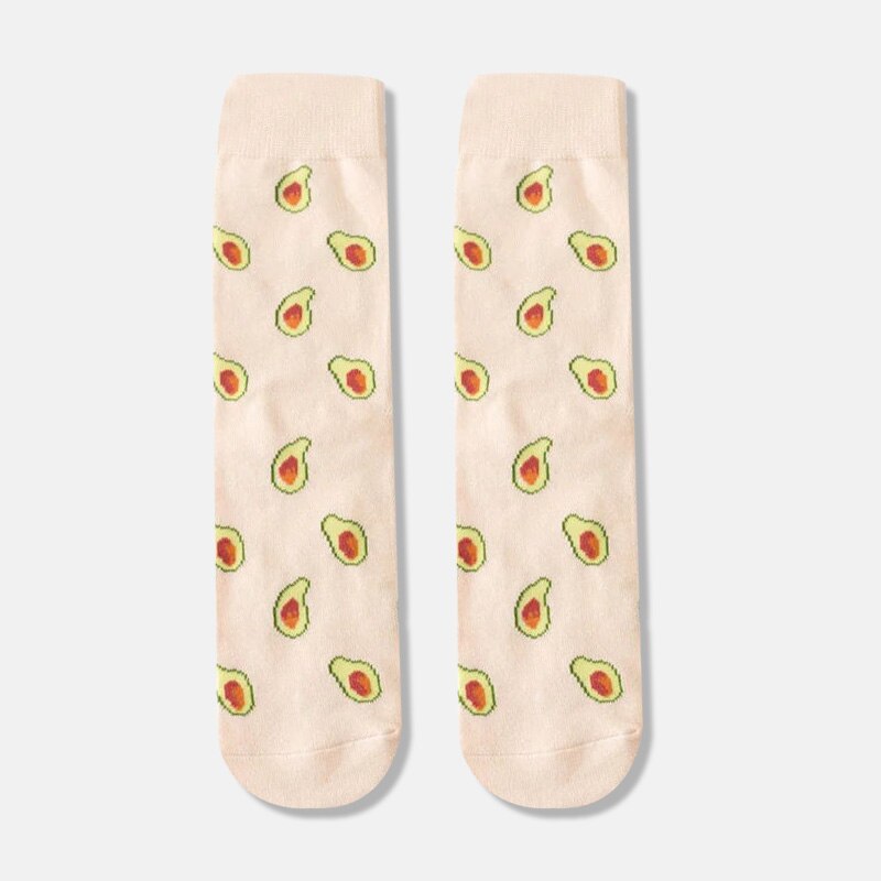 Damskie awokado cytryna jajko Cookie pączki zadowolony z japonii Harajuku deskorolka skarpetki owoce w stylu kreskówki długie skarpetki słodkie śmieszne banan: 4