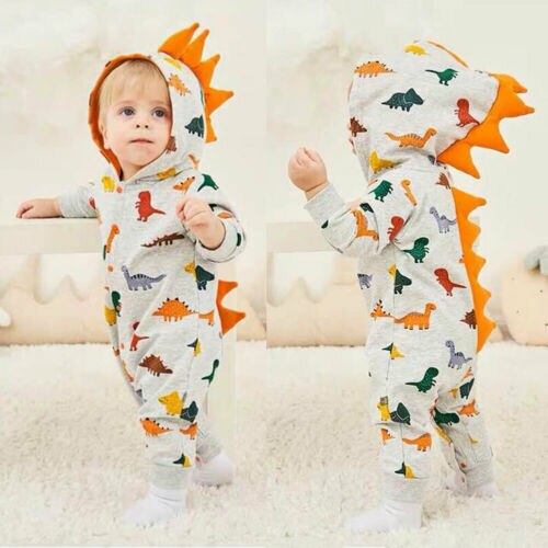 Pudcoco 0-24M Del bambino Del bambino Della Ragazza del Ragazzo Del Capretto corpo e Pagliaccetti Manicotto Lungo Dinosauro Arrampicata Tuta Del Pagliaccetto di Autunno con Cappuccio Vestiti