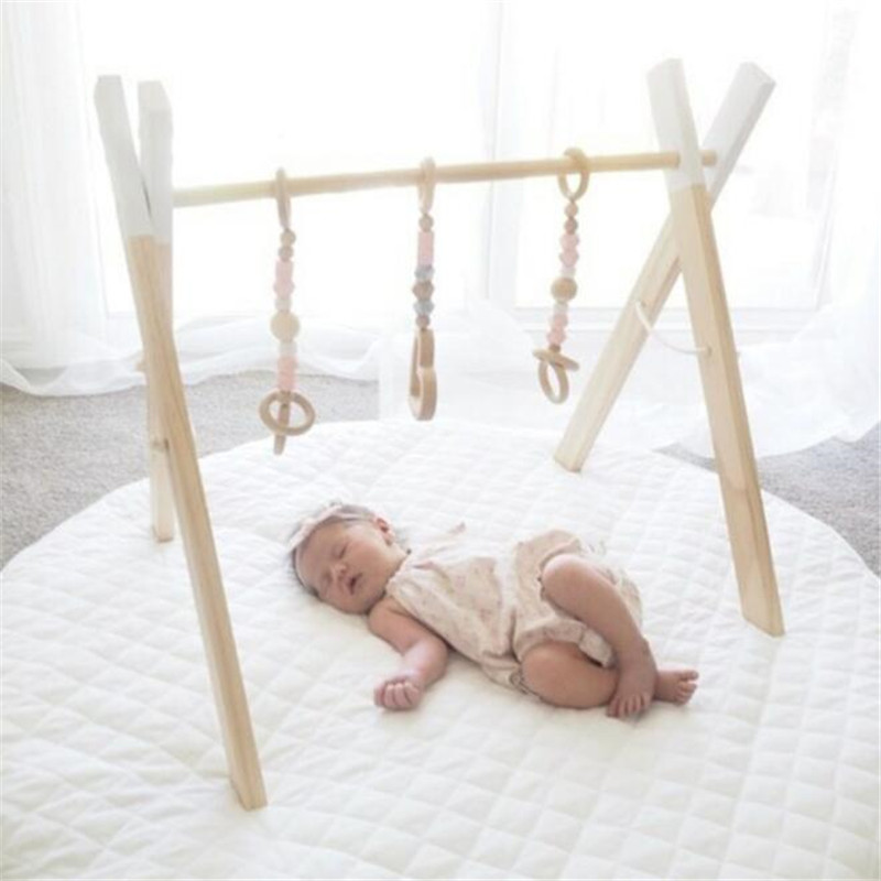 Nordic Baby Play Gym Wood Activity Sensory Develop Wooden Play Game Frame Rack Early Education Toys Kids Newborn Fitness Rack