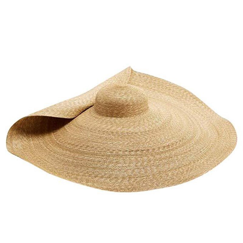 Summer Oversize Beach Hats For Women 25CM Brim Large Straw Hat Sun Protection Party Travel Hat