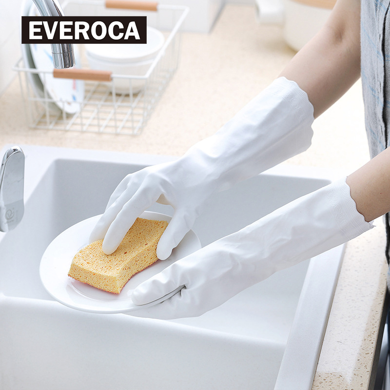 Guantes para lavar platos de látex de goma, guantes impermeables, ultrafinos y gruesos suministros de limpieza para tareas del hogar Cocina