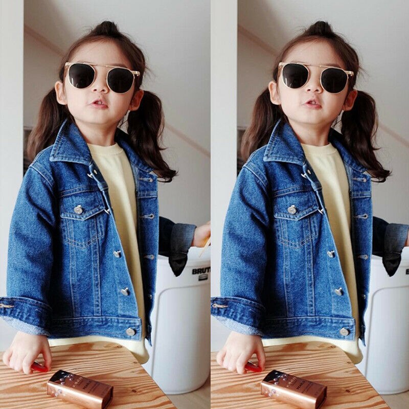 Chaqueta vaquera para niño niña niño Casual pantalón vaquero con botón ropa chaqueta abrigo: 6 años