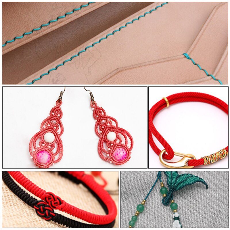 LMDZ 10PCS Leather Waxed Thread Kits for DIY Leathercraft Sewing Tools With Awl, Scissors Hand Stitching Thread Flat Waxed