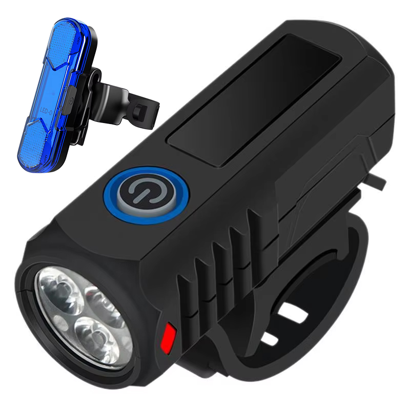 Superhelle LED-USB-Fahrradbeleuchtung für Höhle Außenbereich, wasserdichtes Fahrrad-Frontlicht + Rücklicht-einstellen, tragbare Fahrrad-Taschenlampe: Blau