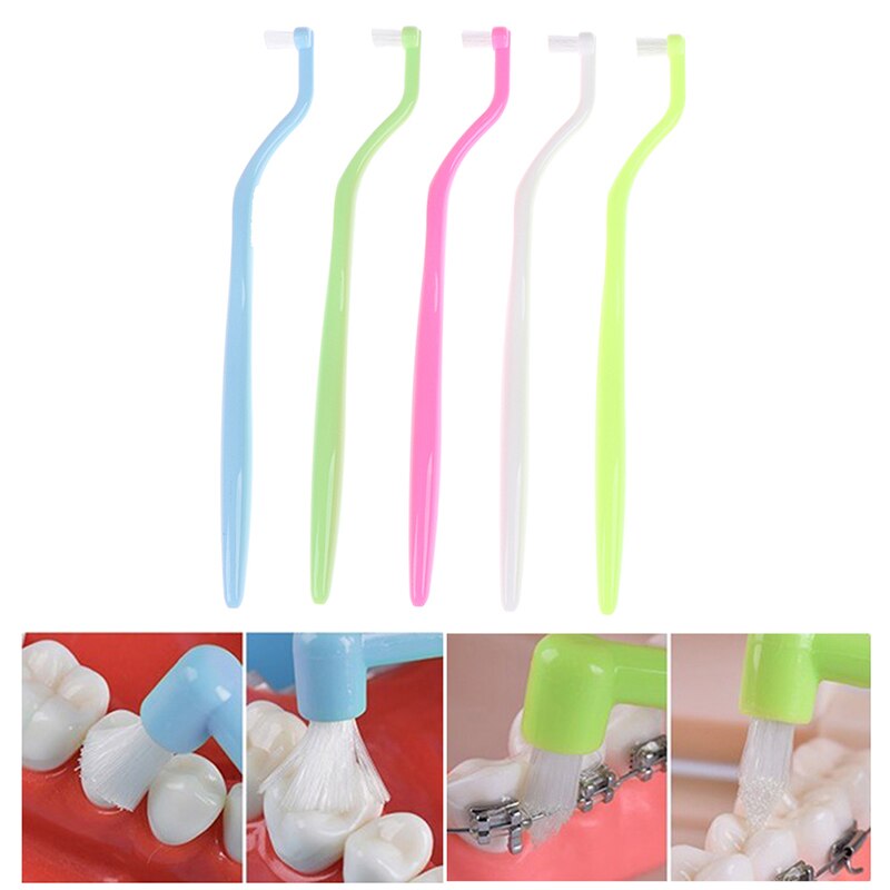 1Pcs Orthodontische Tandenborstel Wees En Platte Kop Zachte Haar Correctie Schone Tanden Kloof Floss Mondhygiëne Tanden Braces