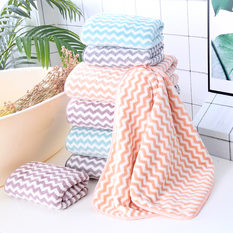2pcs/set Bath Towel Set Coral Fleece Large Thick Bath Towel Bathroom Hand Face Shower Towels Home for Adults Kids Wave