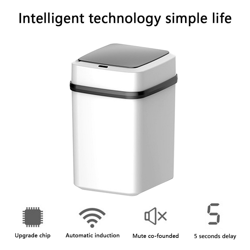12/15l automatisk sensor skraldespand auto intelligent affaldsspand soveværelse skraldespand med låg til køkkenbadeværelse aa batteri