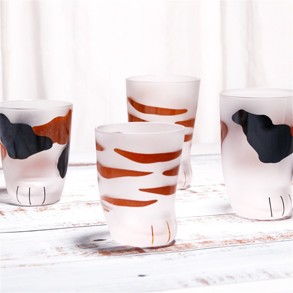 Gato patas tazas Linda creativa de las patas de los gatos taza Oficina vaso, taza de café leche de desayuno taza de porcelana con cuchara con forma de gato 5