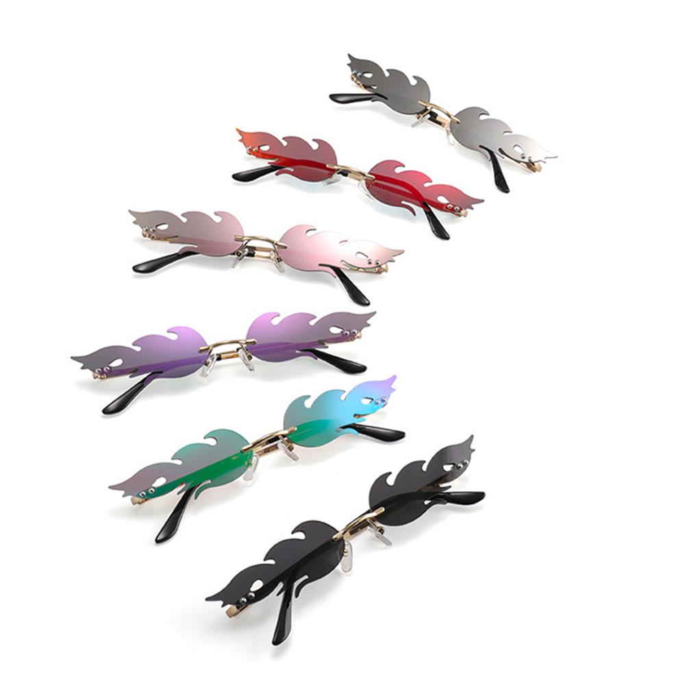 Okulary przeciwsłoneczne ogień bez oprawek fala okulary przeciwsłoneczne ogień płomień okulary Streetwear okulary robić jazdy samochodem modny wąska moda UV 400 Eyew