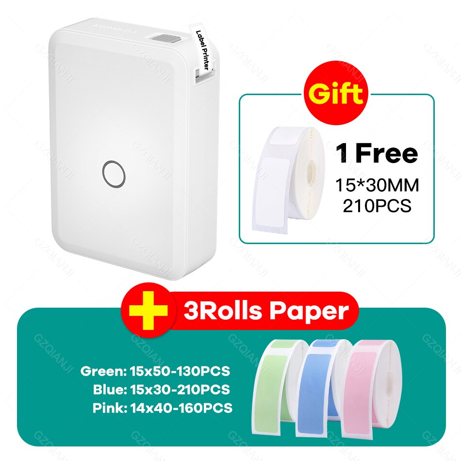 Niimbot D110 Paper Sticker Wireless Label Printer Pocket Handheld Printer Thermal Price Label Sticker Marker Home Office USE: Add 3 Color