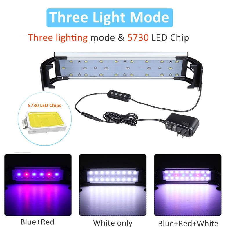 Lampe de réservoir de poisson lumière LED d'aquarium 20-65CM LED de pêche d'intérieur plantes aquatiques lumières Luminaria Aquario lumière avec minuterie et gradation