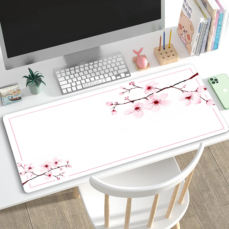 Tapis de souris de jeu de style japonais rose Sakura tapis de souris noir blanc XXL grand tapis de bureau Torii Art tapis de souris tapis pour ordinateur portable Gamer