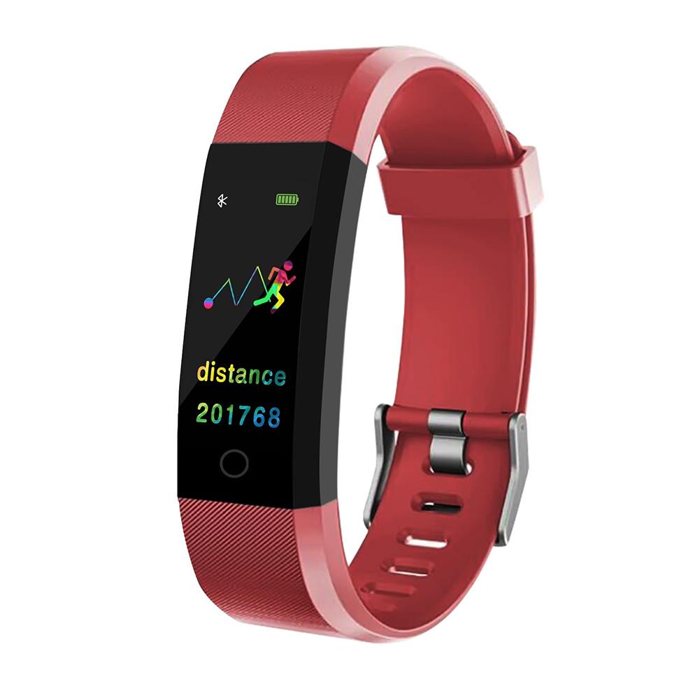 115Plus 0.96 inch Color Screen Smart Bracelet Sport Smart Watch Blood Pressure Exercise Dynamic Heart Rate Monitoring Step C: Red