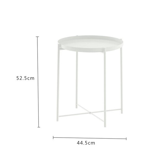Modern Foldable Metal Coffee Table Round Table Living Room Side Table Detachable Tray Multi-use Home Furniture Storage Rack: 1 layer white