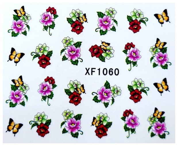 Wuf 60 Sheets Mix Bloem Diy Decals Nagels Water Transfer Printen Stickers Voor Nagels Salon