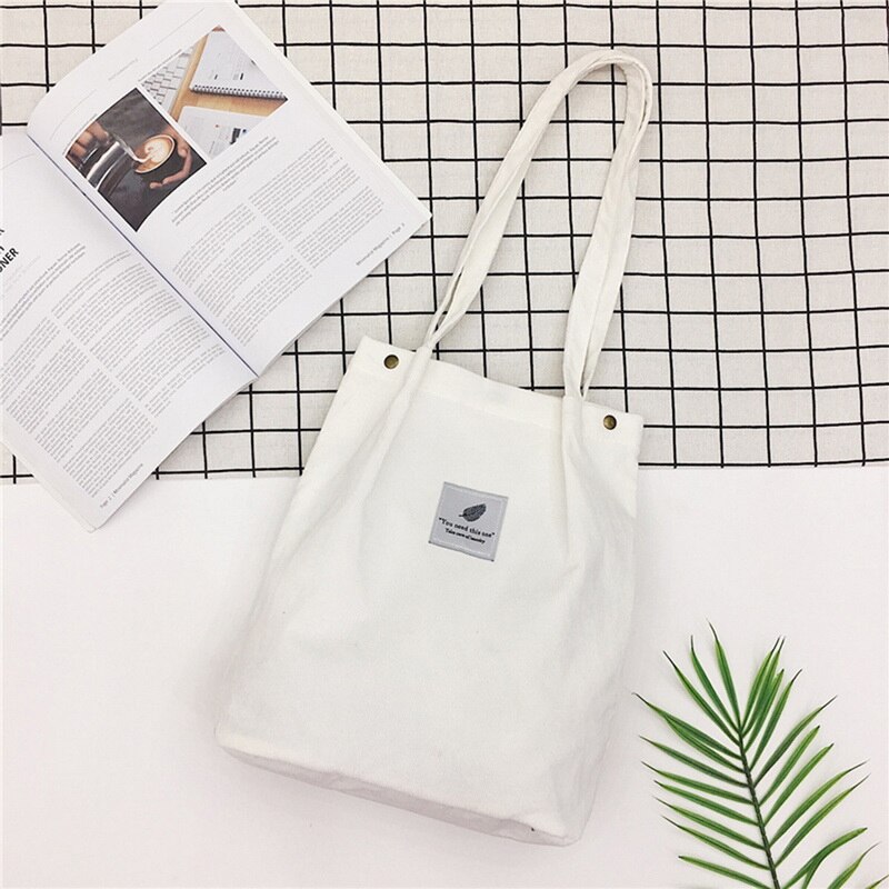 Litthing Women Solid Corduroy Shoulder Bags Shopping Bag Tote Package Crossbody Bags Purses Casual Handbag For Women Bookbag: white