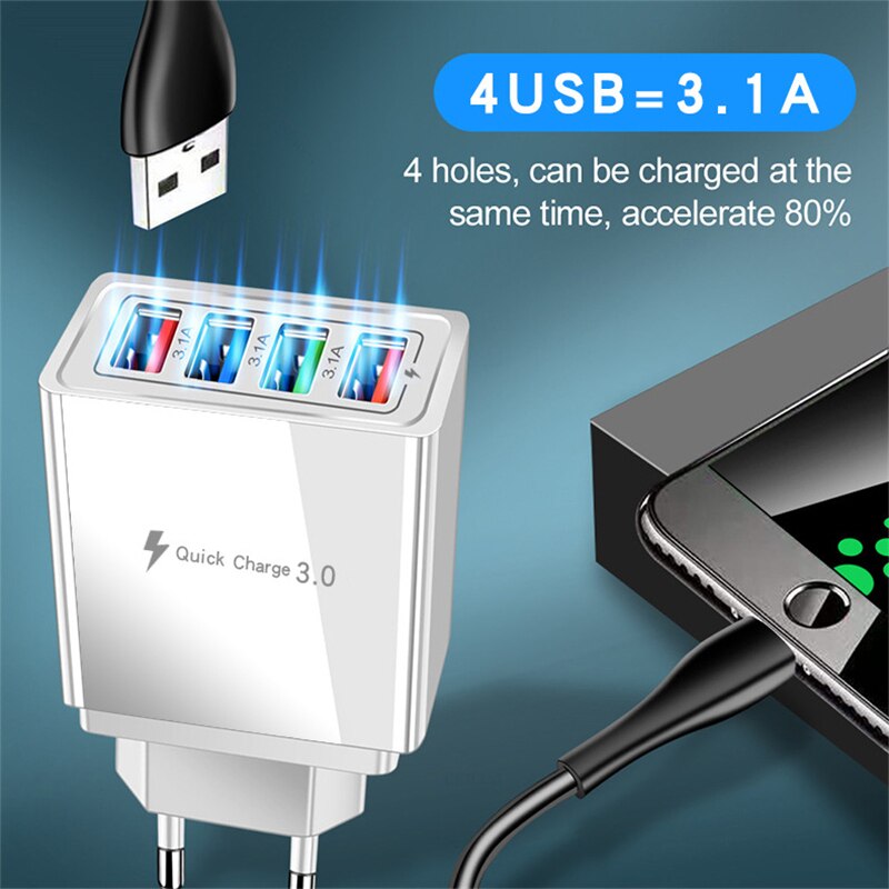 48w carregador rápido 3.0 usb carregador para iphone samsung xiamomi nota tablet ue plug parede carregador do telefone móvel adaptador de carregamento rápido