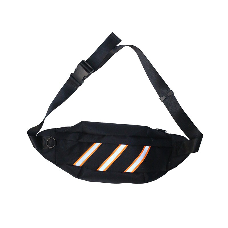 Riñonera reflectante Unisex, riñonera estilo callejero, mochila de lona con de plátano, mochila para el pecho, riñonera de Hip Hop, riñonera grande, riñonera nueva: Black belt bag