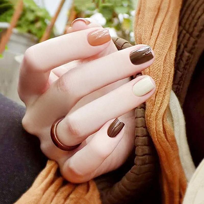 24 stuks nepnagels met lijm, populaire lange ronde patch, pure kleur nagelchip, nail art accessoires, diy nagelgereedschap