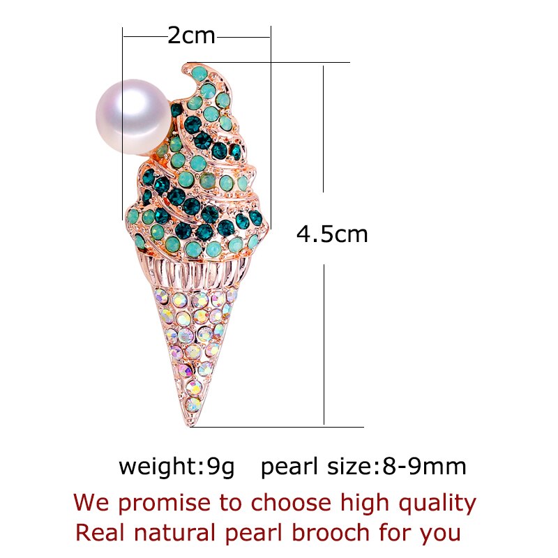 SHDIYAYUN Pearl Brooch Natural Freshwater Pearl Ice Cream Brooch Simple Pins for Women Jewelry Women&#39;s Accessories