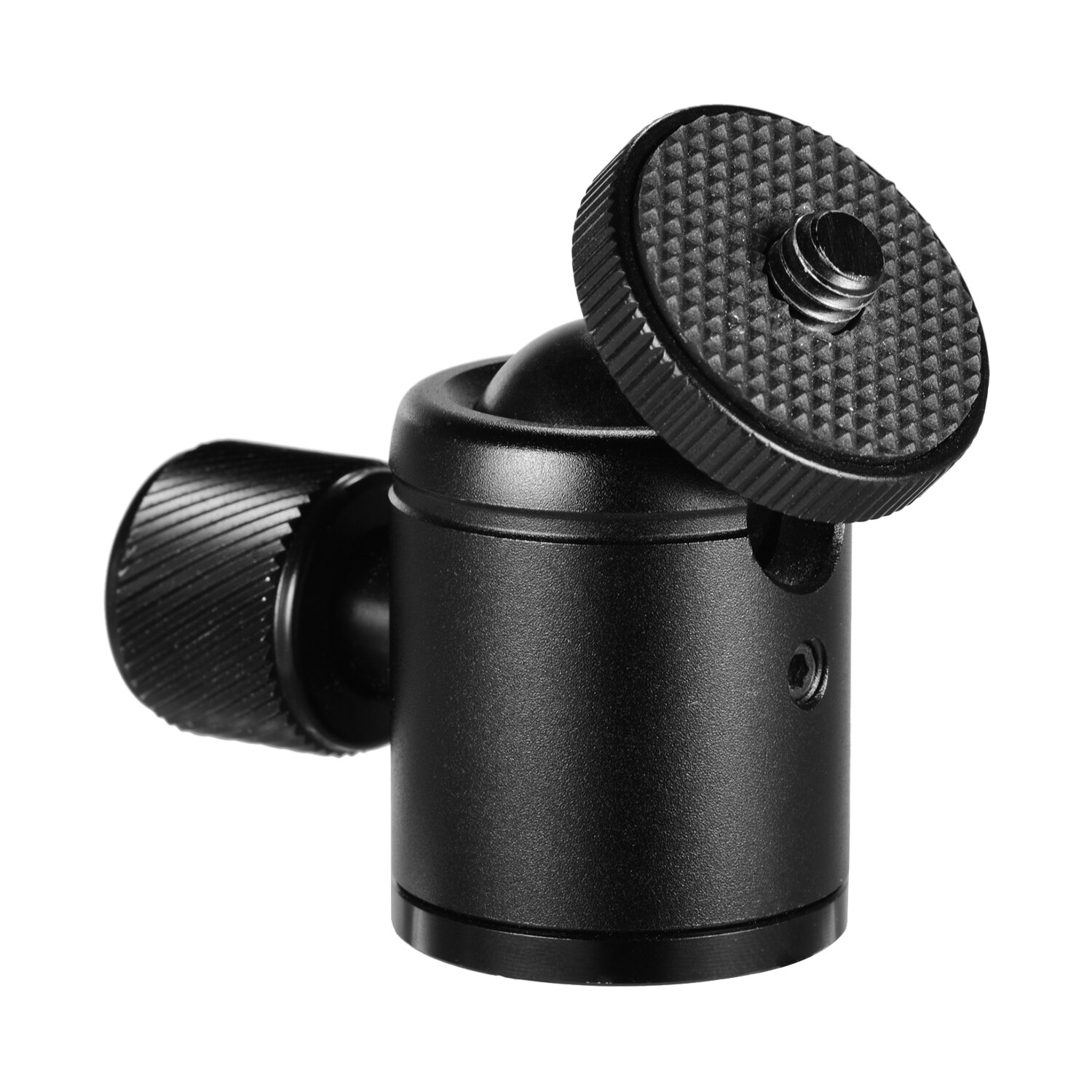 Mini Metal Tripod Head Adapter Ball Head Aluminum Alloy with 1/4 Inch Screw for Mobile Phone Camera LED Light Tripod Black