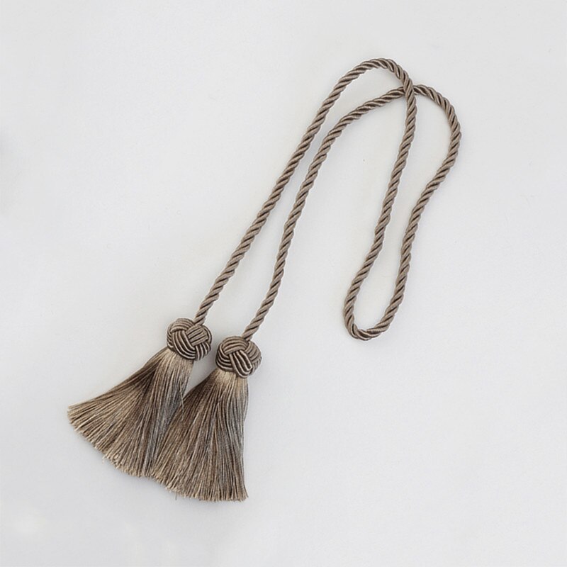 Curein – embrasses avec 2 glands à tête, Clips pour rideaux, attaches en corde, accessoires décoratifs pour la maison, 1 pièce: Marron