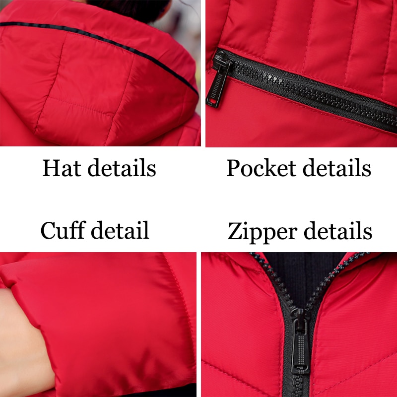 Short Winter Jacket Women Slim Female Coat Thicken Parka Cotton Hooded Fur Collar candy-colored Ladies Jacket