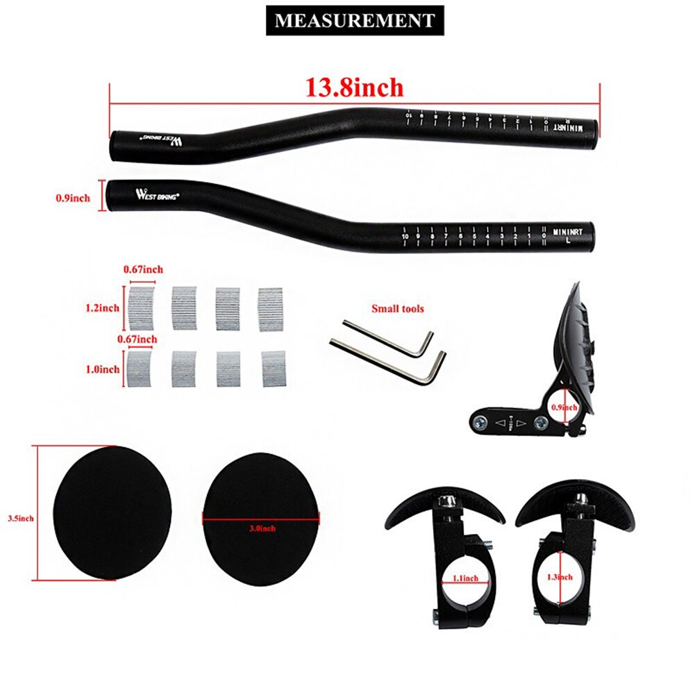 Bicycle Rest TT Handlebar Clip on Aero Bars Handlebar Extension Triathlon Aerobars Tri Bars MTB Road Bike Cycling Rest Handlebar