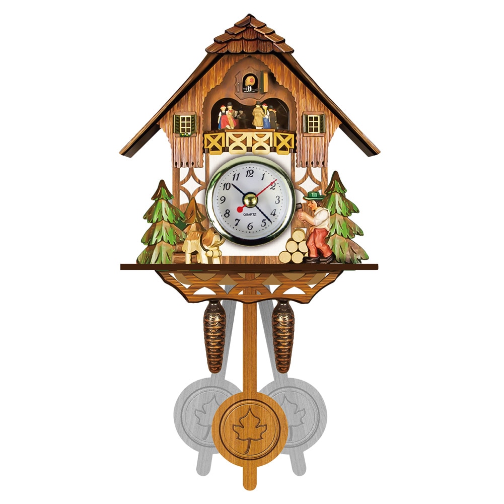 Antique Wooden Cuckoo Wall Clock Bird Time Bell Swing Alarm Watch Home Art Decor TB