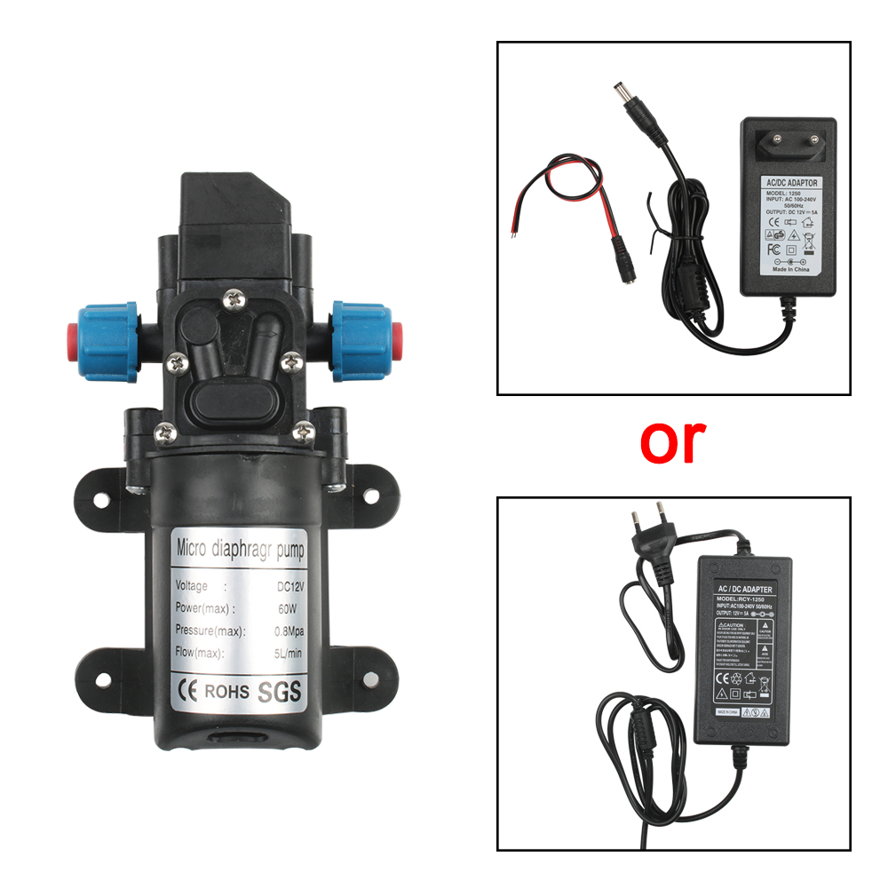 DC12V 60W Mikro Elektrische Membran Wasserpumpe Automatische Schalter Hochdruck Auto Waschen sprühen Wasser Pumpe 3-5L/min