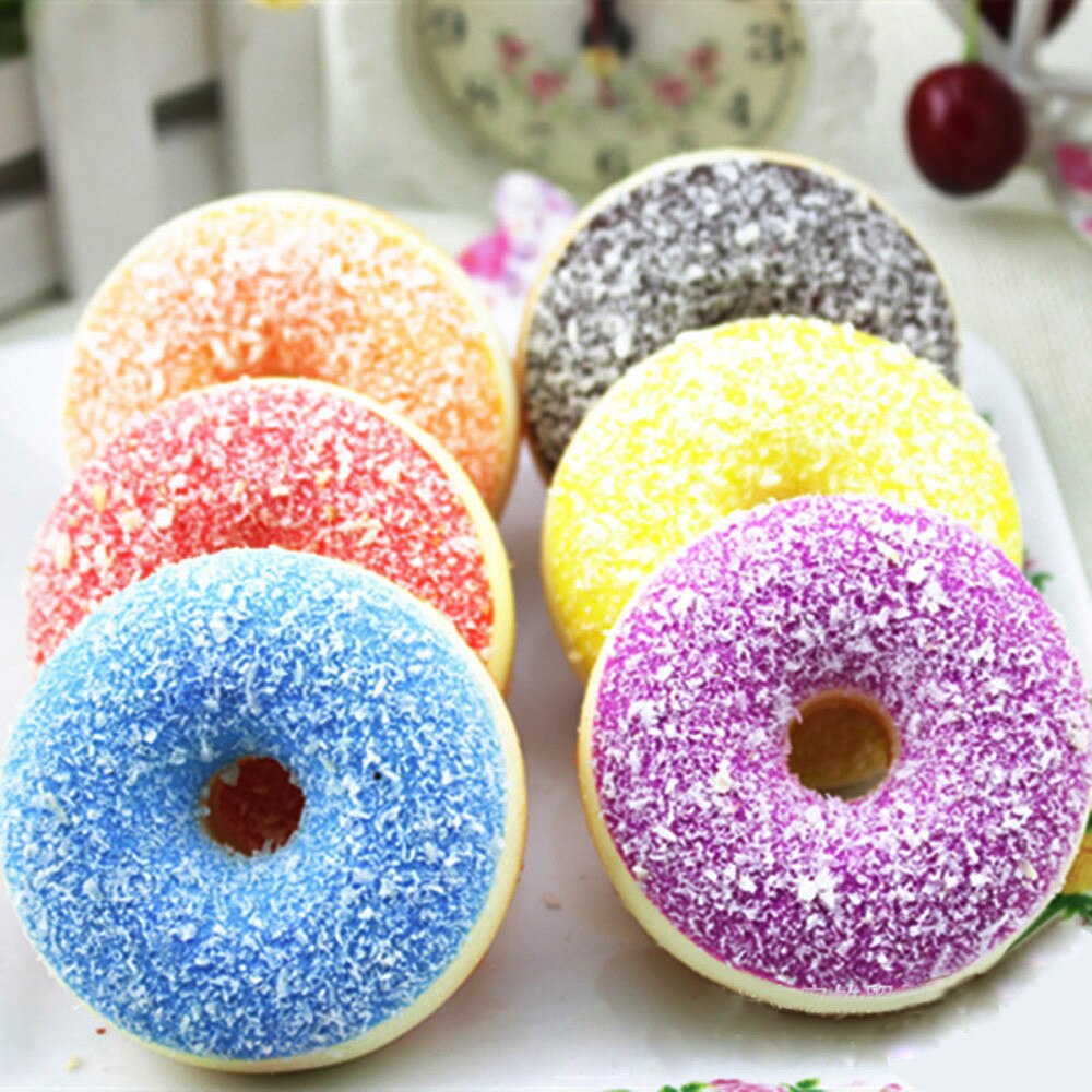 Simulatie Leuke Donut Squishy Squeeze Toy Stress Reliever Zachte Kleurrijke Donut Geurende Langzaam Stijgende Speelgoed Kawaii Briefpapier: Default Title