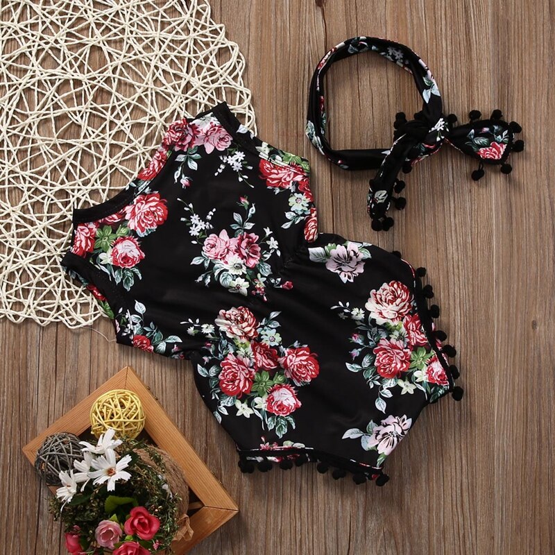 Ropa de verano para niños niño Floral Body para bebé-piezas Pirncess chicas Braga trajes ropa