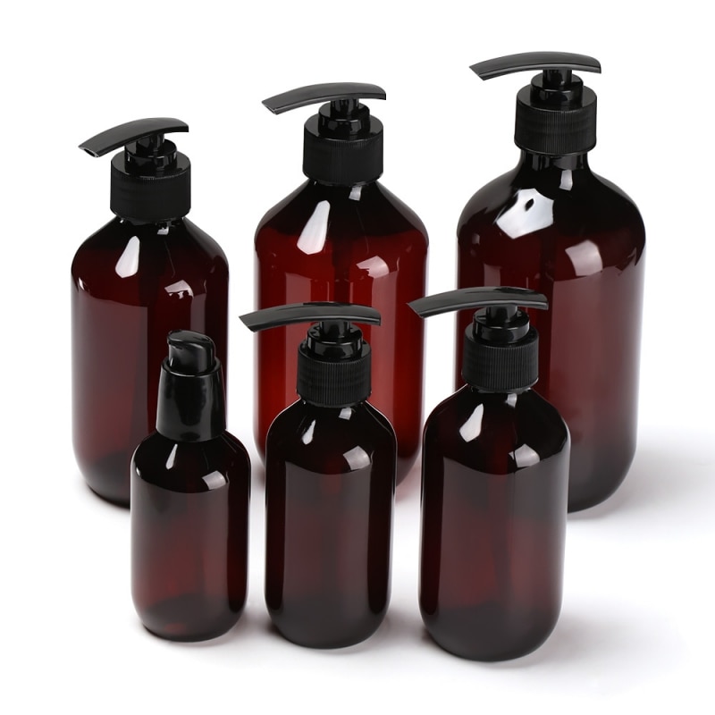 100-500ml Liquid Soap Shower Gel Refillable Bottle Brown Bathroom Shampoo Bottles Wash Hair Conditioner Lotions Press Dispenser