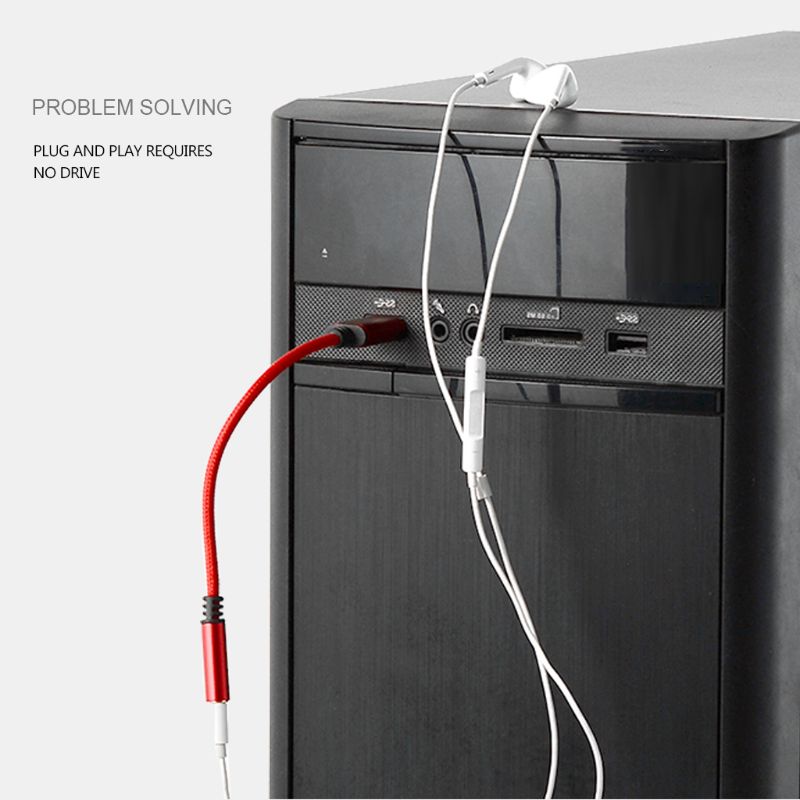 0.2m/1m 2In1 USB to 3.5mm Audio Cable USB Computer AUX Headphone Adapter Cable for App-le Be-ats Earphones