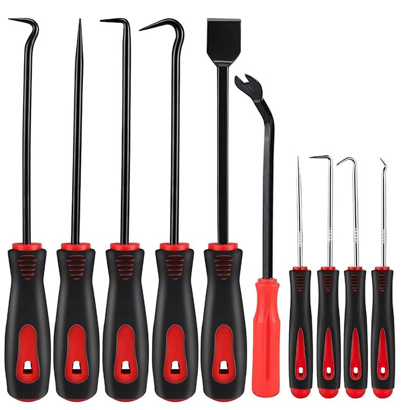 Removedor de juntas tóricas para sello de aceite, herramientas manuales con bolsa, extractor de gancho para coche, limpieza de piedra de neumáticos, herramientas de mantenimiento automático, 10 Uds.: Default Title