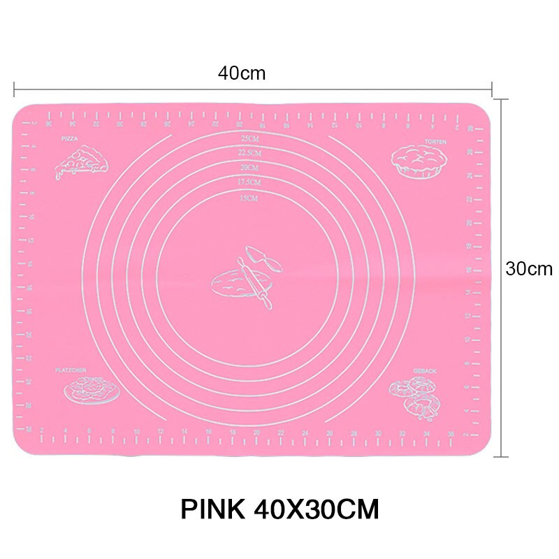 Kneading dough mat silicone Pastry Accessories Sheet Pads Thick Non-stick Rolling Mats Kitchen Cookie Cake Baking Mat Tools: Pink 40x30cm