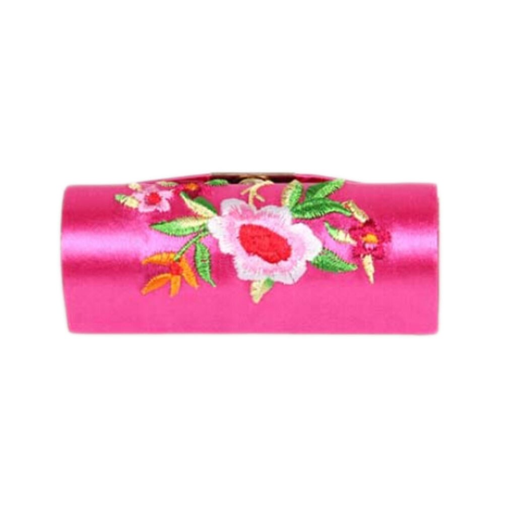 Chinese stijl retro lippenstiftdoos, brokaat geborduurde houder met spiegel, bruidsmeisjesbloem lippenstiftdoosjes