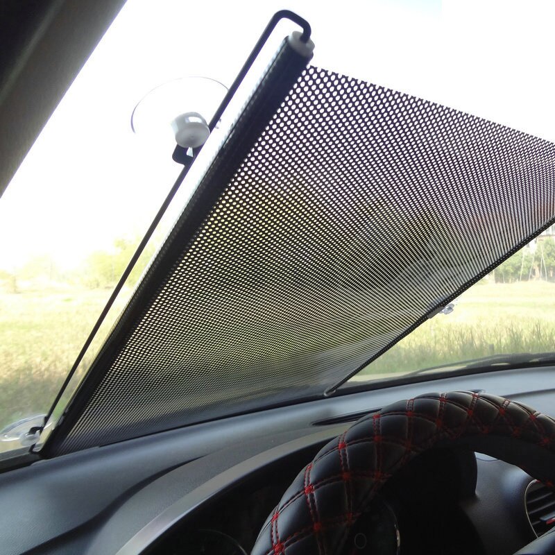 Auto Voorruit Rollback Zonnescherm Window Screen Cover Auto Raamfolies &amp; Solar Bescherming Zwart 125Cm X 50cm