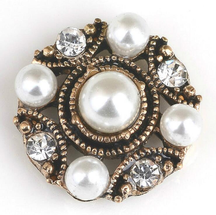 10pcs/lot antique gold alloy buttons flat back rhinestone embellishment buttons crafts: B