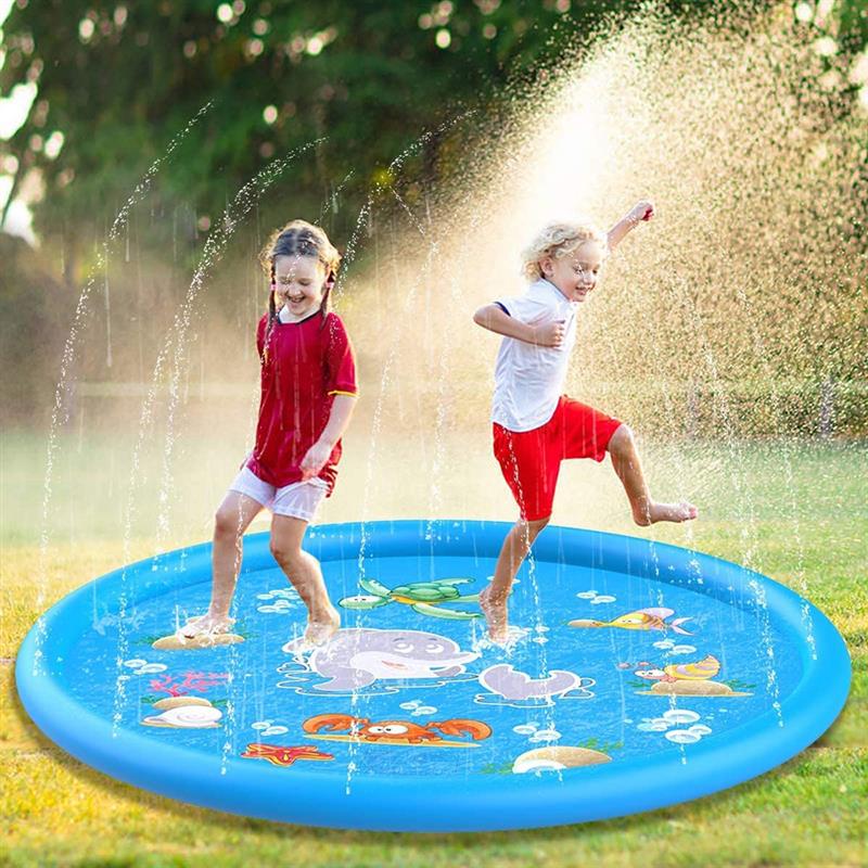 Cojín de Agua pulverizada inflable para piscina para niños y mascotas, colchoneta de agua para juegos de césped, juguetes rociadores para jugar al aire libre, 170cm